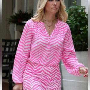 Lilly Pulitzer Women Pink Long Sleeve Silk Top Size Small